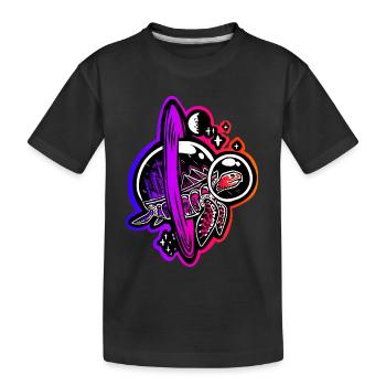 Time-traveling turtle - Kids' Premium Organic T-Shirt - black - Front