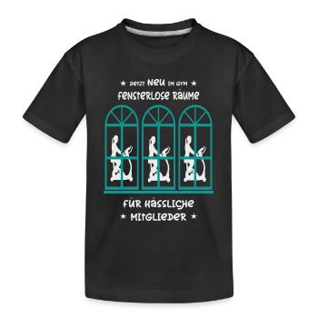 Fitnessstudio mit Fensterlosen Räumen - Kinder Premium Bio T-Shirt - Schwarz - Vorne