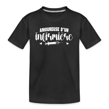 Amoureuse d’un Infirmier - T-shirt bio Premium Enfant - noir - Devant