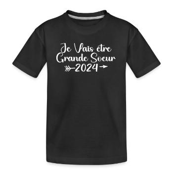 Ich werde 2024 Big Sister sein - Kinder Premium Bio T-Shirt - Schwarz - Vorne