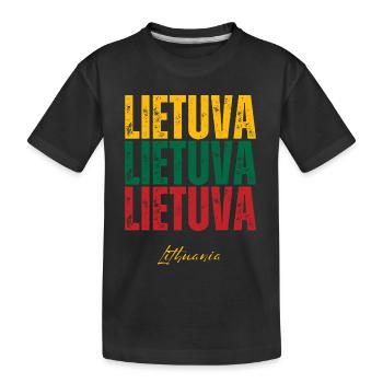 Lithuanian pride, flag of Lithuania - Kids' Premium Organic T-Shirt - black - Front