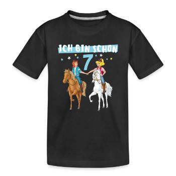 Bibi & Tina Geburtsagsdesign Ich Bin Schon Sieben - Kinder Premium Bio T-Shirt - Schwarz - Vorne