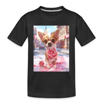 Chiot en bonbon avec canne en bonbon - T-shirt bio Premium Enfant - noir - Devant
