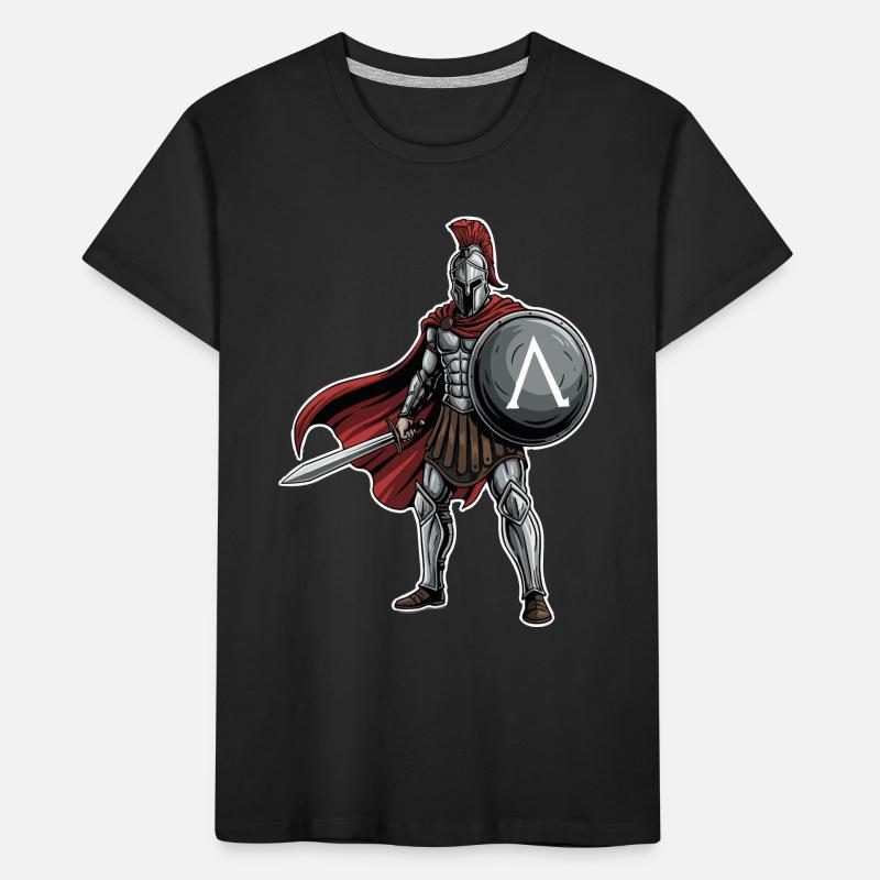 Hoplite Spartiate Lambda Bouclier Épée Mascotte T-shirt bio Premium Enfant