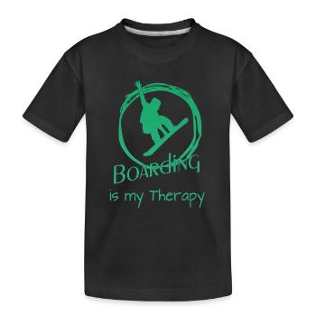 Boarding is my Therapy - Snowboard -Boarden - Kinder Premium Bio T-Shirt - Schwarz - Vorne
