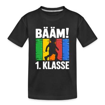 1. Klasse Bääm - Kinder Premium Bio T-Shirt - Schwarz - Vorne