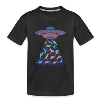 Raumschiff entführt Dinosaurier - Kinder Premium Bio T-Shirt - Schwarz - Vorne