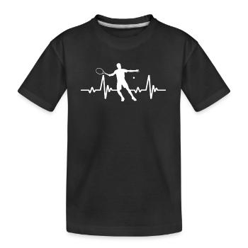 Tennis heartbeat - Kids' Premium Organic T-Shirt - black - Front
