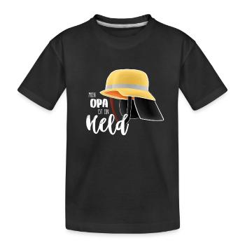 Mein Opa ist ein Held - Feuerwehr Helm - Kinder Premium Bio T-Shirt - Schwarz - Vorne