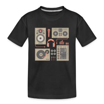 DJ Plattenspieler Set - Kinder Premium Bio T-Shirt - Schwarz - Vorne