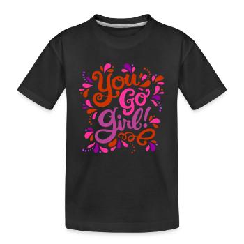 Girl Power Red Pink Purple - Kids' Premium Organic T-Shirt - black - Front