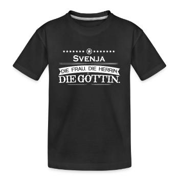 geschenk mythos goettin legende Svenja - Kinder Premium Bio T-Shirt - Schwarz - Vorne