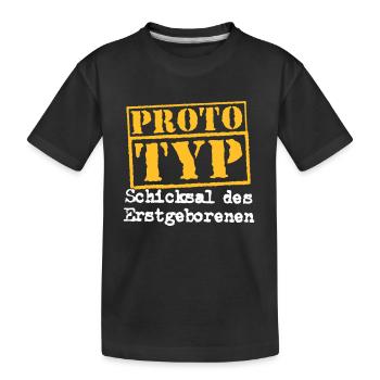 Prototyp Erstgeborener Geburt Geschwister Spruch - Kinder Premium Bio T-Shirt - Schwarz - Vorne