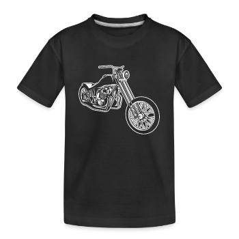 Chopper / Bobber Motorrad 01_weiß - Kinder Premium Bio T-Shirt - Schwarz - Vorne