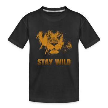 Bleib wild. Löwengesicht - Kinder Premium Bio T-Shirt - Schwarz - Vorne