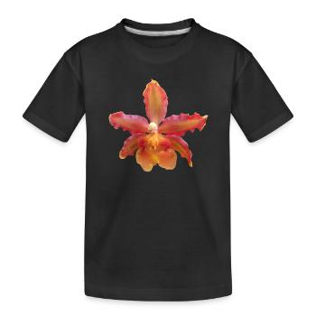 Orchidee Blüte, Orchideenranke, Orchideen Blume - Kinder Premium Bio T-Shirt - Schwarz - Vorne