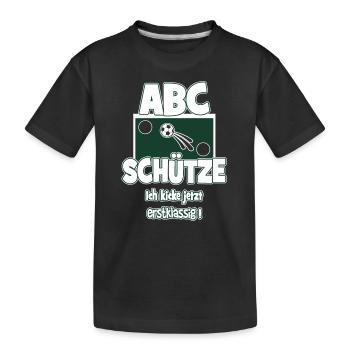 Einschulung Schulkind 1.Klasse Fußball Geschenk - Kinder Premium Bio T-Shirt - Schwarz - Vorne