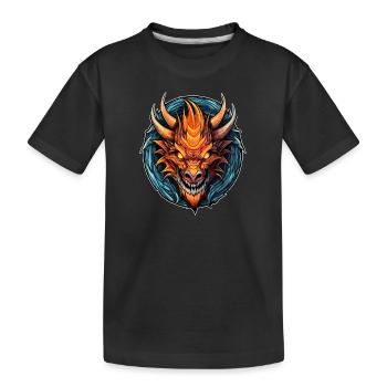 Drache Fabeltier Monster Biest Bestie Wesen Feuer - Kinder Premium Bio T-Shirt - Schwarz - Vorne