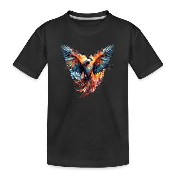 Bunter adler fliegt wie ein Vogel hoch hinaus - Kinder Premium Bio T-Shirt - Schwarz - Vorne