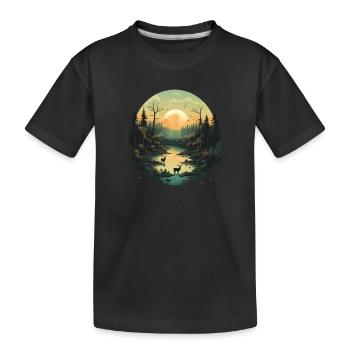 Nature, Soleil, Animal, Environnement, Eau, Rivière, Arbre, Plantes - T-shirt bio Premium Enfant - noir - Devant