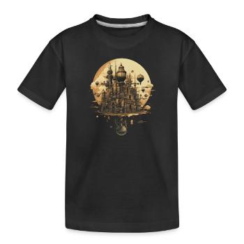 Ballon Gebäude Maschine Industrialisierung Insel - Kinder Premium Bio T-Shirt - Schwarz - Vorne