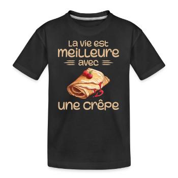 Crêpes Bretagne humour crepe - Kids' Premium Organic T-Shirt - black - Front