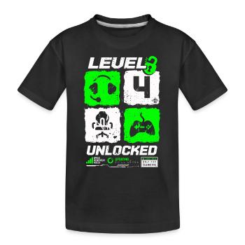 Level Unlocked Gamer Birthday 4 Years - Kids' Premium Organic T-Shirt - black - Front