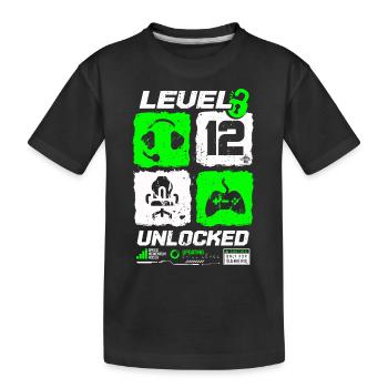 Niveau débloqué Gamer Anniversaire 12 ans - T-shirt bio Premium Enfant - noir - Devant