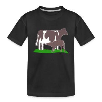 kuh und kalb braun - Kinder Premium Bio T-Shirt - Schwarz - Vorne