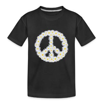 Gänseblümchen-Friedenszeichen - Kinder Premium Bio T-Shirt - Schwarz - Vorne