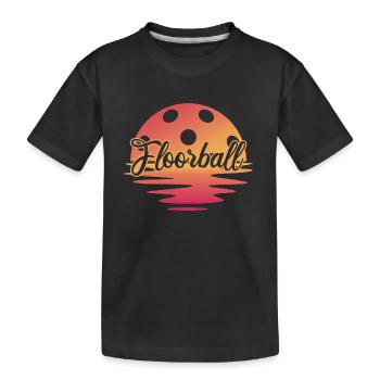 Floorball Unihockey FLOORBALL Floorball-FREIZEIT - Kinder Premium Bio T-Shirt - Schwarz - Vorne