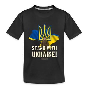 Ukraine Trident Zelensky Stand with Ukraine - Kids' Premium Organic T-Shirt - black - Front