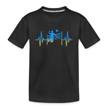 Volley-ball, battement de cœur, joueurs de volley-ball, volley - T-shirt bio Premium Enfant - noir - Devant