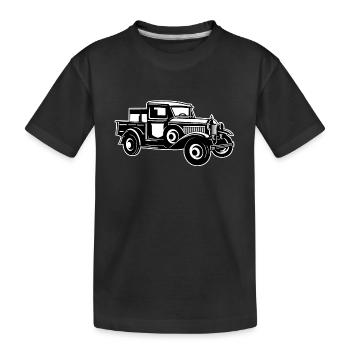 Pickup Oldtimer Truck 01_schwarz weiß - Kinder Premium Bio T-Shirt - Schwarz - Vorne