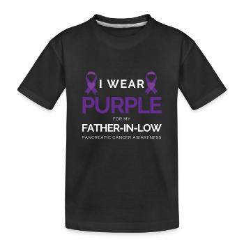 Je porte du violet pour mon père pancréatique bas - T-shirt bio Premium Enfant - noir - Devant