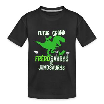 Futur Grand Frère frèrosaurus jumosaurus Jumeaux - T-shirt bio Premium Enfant - noir - Devant
