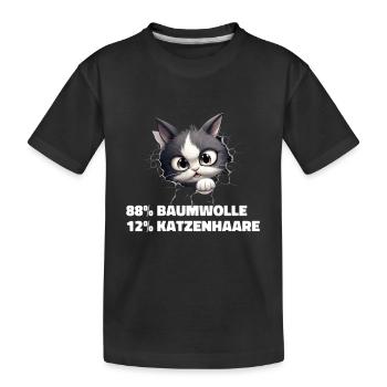 lustiges Kätzchen 88% Baumwolle 12% Katzenhaare - Kinder Premium Bio T-Shirt - Schwarz - Vorne