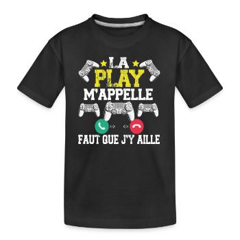 Play Station Game Gamer Gaming Gameuse Cadeau - T-shirt bio Premium Enfant - noir - Devant