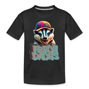 Frechdachs- Frecher Dachs Graffiti Style - Kinder Premium Bio T-Shirt - Schwarz - Vorne