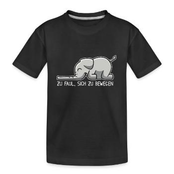 Elefant - zu faul, sich zu bewegen - Kinder Premium Bio T-Shirt - Schwarz - Vorne