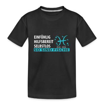 Sternzeichen Fische - Eigenschaften - Kinder Premium Bio T-Shirt - Schwarz - Vorne
