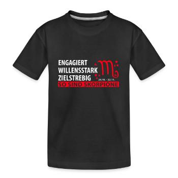 Sternzeichen Skorpion - Eigenschaften - Kinder Premium Bio T-Shirt - Schwarz - Vorne