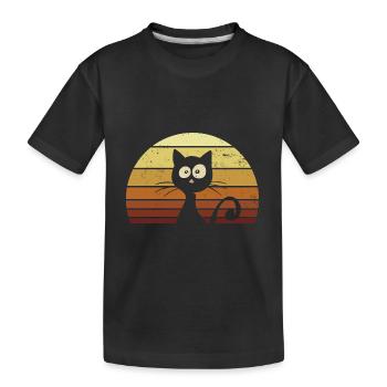 Chat au look rétro - T-shirt bio Premium Enfant - noir - Devant