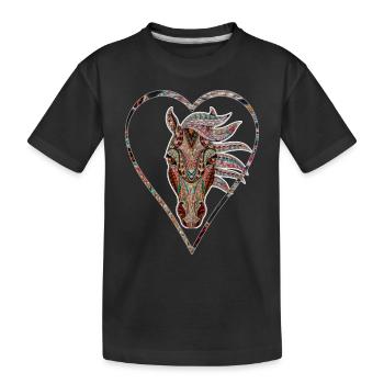Edler Pferdekopf für Pferdeliebhaber Pferd horse - Kinder Premium Bio T-Shirt - Schwarz - Vorne