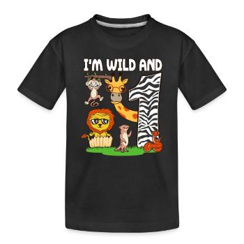 1. Geburtstag Zoo Tiere Safari 1 Jahr alt - Kinder Premium Bio T-Shirt - Schwarz - Vorne