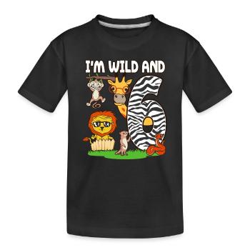 6. Geburtstag Zoo Tiere Safari 6 Jahre alt - Kinder Premium Bio T-Shirt - Schwarz - Vorne