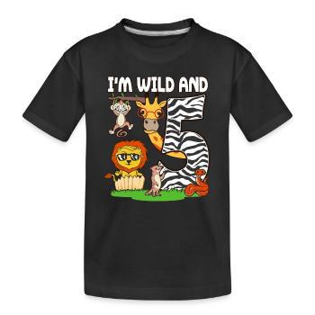 5. Geburtstag Zoo Tiere Safari 5 Jahre alt - Kinder Premium Bio T-Shirt - Schwarz - Vorne