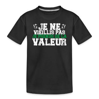 Je ne vieillis pas cadeau - T-shirt bio Premium Enfant - noir - Devant