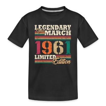 Legendary March 1961 limited edition - Kids' Premium Organic T-Shirt - black - Front