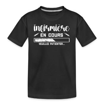 Krankenschwester in Bearbeitung, bitte warten - Kinder Premium Bio T-Shirt - Schwarz - Vorne